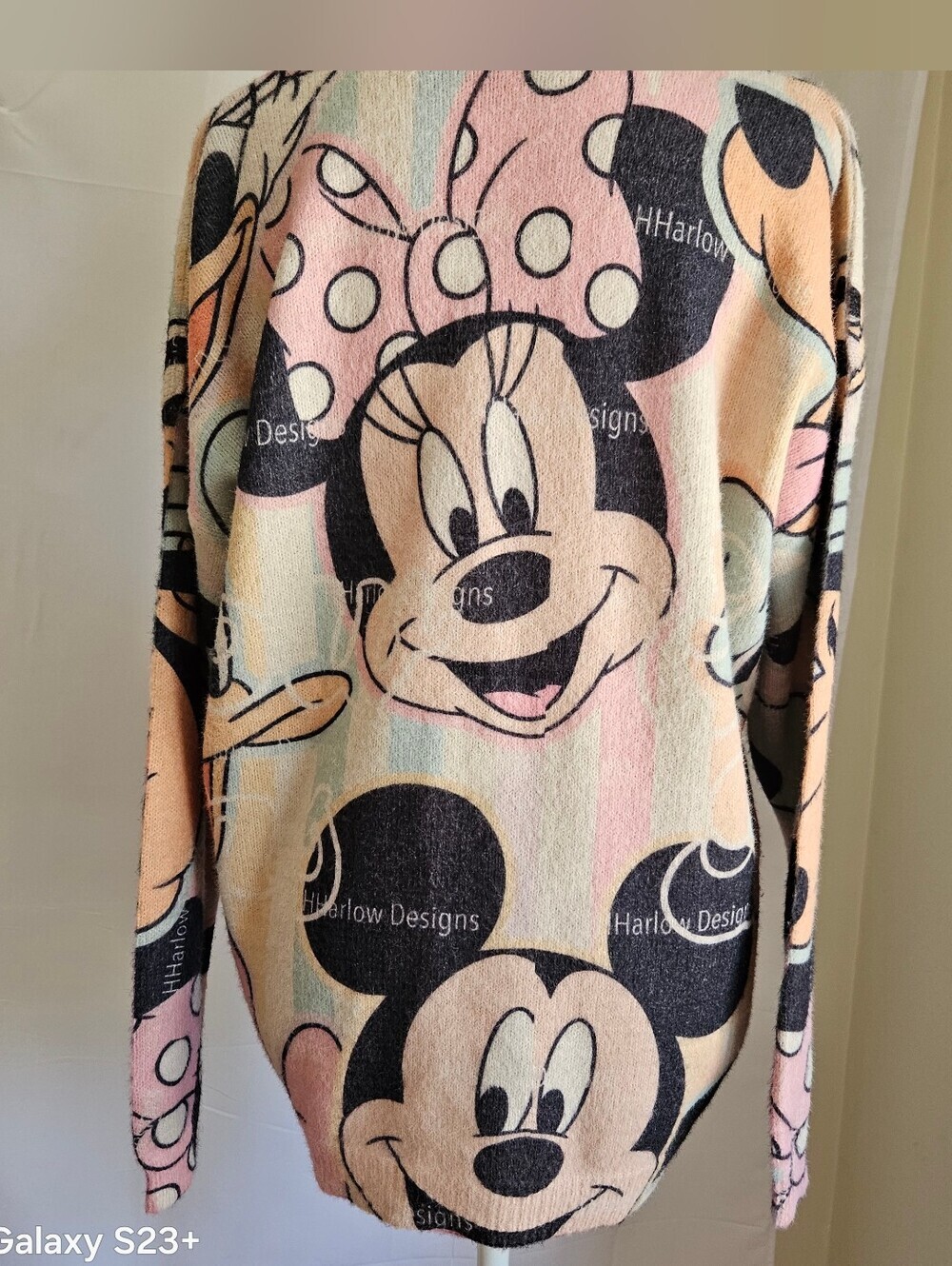 ​Harlow Designs Disney Mickey Minnie Mouse Pastel Knit Sweater Size M EUC - Picture 5 of 9